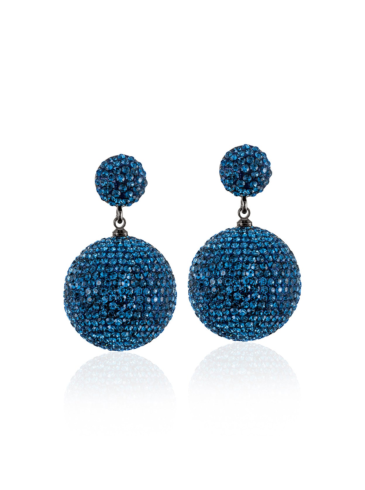 Blue Crystal Ball Drop Earrings